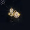 Boucles d'oreilles en grappe de Moissanite Vvs, clous ronds glacés, diamant taille brillant, véritable fleur en or massif 14k, offre spéciale