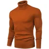 Herrtröjor tröja jul höst och vinter solid färg hög krage vriden mönster smal montering pullover casual hoodies