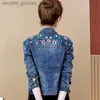 Damesjassen vrouwen bloemen borduurwerk korte denim jas dame elegante single breasted slanke jeans jas lente herfst outdarnen basisjas l231208