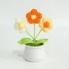 Petites fleurs décoratives conservées au crochet, faites à la main, plante en pot, fil réaliste, décoration élégante pour la maison, longue durée