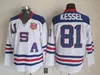 Team 2010 USA Hockey Jerseys 9 Zach Parise 88 Patrick Kane 81 Phil Kessel 28 Brian Rafalski 39 Miller 15 Langenbrunner Sticthed Blue White A 3