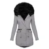 Women Down Parkas Winter Jacket Women Coat Futro kołnierz Furt Faux Faux Hood Faux Hood w środkowej długości ciepłej odzieży wierzchniej śniegu 231208