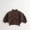 Pullover Miancel Winter Kids Sweter Vintage Boys Knitwear Solid Turtleeck Girls Sweters 231207