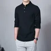 남자 정장 A3212 Tops Tees 남성 패션 티셔츠 스탠드 칼라 긴팔 슬림베이스 셔츠 Homme Linen 티셔츠