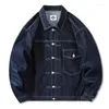 Men's Jackets 2023 Denim Jacket Men With The Same Tide Brand Baseball Uniform Street Punk Dark Blue Student Male Parkas