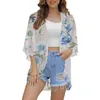 Costume da bagno da donna estivo piccolo cardigan floreale kimono versione ampia di abbigliamento da bagno di alta qualità camicia casual a bolle moda da spiaggia