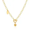 Choker CcGood Paperclip Owalny łańcuch 18 K Stated Gold Color Ball Naszyjnik dla kobiet