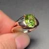 Garantiert echter Peridot-Ring aus Sterlingsilber für Bürofrauen, 7 mm x 9 mm, 1 Karat natürlicher Peridot-925-Silberring mit 18-karätiger Vergoldung