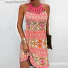 Urban Sexy Dresses Sexig klänning Kvinnor Beach Mini Dress Fashion Dress Women Summer Slest Hollow Elegant Boho Party Dress Print Vestido 2022 L231208