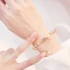 Atacado- Rose Gold Pulseiras de Aço Inoxidável Bangles Feminino Coração Para Sempre Amor Marca Charme Pulseira para Mulheres Famosas Jóias Nfpcf