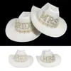 Wide Brim Hats Bucket Bride Cowgirl Hat with Veil Novelty Cowboy Summer Beach Long Western Fancy Dress Accessory 231208