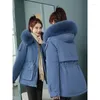 Trenchs de femmes 2023 hiver peluche coton veste épaisse manteau avec capuche surdimensionné midi long col de laine chaud rembourré