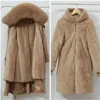 Women's Trench Coats Winter Jacket Hooded X-Long Thick Warm Cotton Padded Parkas Woman Wool Liner Distachable Plus Size Jackets Coat 1987