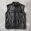 Gilet da uomo Giacche da uomo Colletto alla coreana Senza maniche in pelle da motociclista Gilet in vera pelle di vacchetta Gilet da moto da mucca