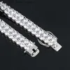 Chain Iced 2 Row Zircon Tennis Chain 10mm Wide Bracelet Gold Silver Color Men Double Crystal Square CZ Bangle Gift Box Drop Shipping YQ231208