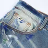 Herren-Jeans, Designer-Luxus-JB-Modemarke, blaues Öl, Knie, schmale Passform, mit Loch-Patch, Knopfleiste vorne, J0KC