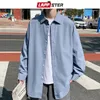 Camisas casuais masculinas Lappster Homens Branco Sólido Camisas Vintage Mens Harajuku Moda Camisa Oversize Masculino Preto Casual Streetwear Blusas Plus Size 231208