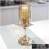 Candles European Retro Candlelight Dinner Props Lights Romantic Candlestick Decorations Light Luxury American Candelabra Drop Delive Dh1Mp