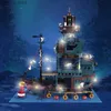 Blocks Creative Harbour Hotel Old Fishing House Ship Model Building Blocks Street View Lighthouse Houseboat With Light Mini Bricks Toys R231208