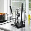 Armazenamento de cozinha multifuncional pote tampa titular utensílios rack tipo sentado com drenagem pan colher sopa doméstica