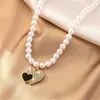 Pendant Necklaces Heart-shaped Pearl Necklace For Women Korean Palace-style Romantic Vintage Collarbone Chain Essential Wedding Party