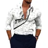 Men's Casual Shirts Stylish Mens Printed Long Sleeve Muscle Shirt Collared Button Down For Party T Dress Up Polyester Fabric