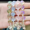 Charm Bracelets Fashion Colorful Heart Crystal Beads Bracelet With Bells For Women All-match Exquisite Clear Transparent Lucky