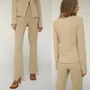 Pantalon de deux pièces pour femmes ensemble jambe large bureau dame tenues femmes blazers formels veste élégante costume en tweed pantalon évasé tailleur-pantalon 2 pièces