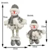 Christmas Toy Supplies White Retractable Christmas Snowman Reindeer Long Legs Standing Telescopic Doll Toy Home Decoration Ornaments Year Gift 231208