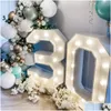 Other Event Party Supplies 91.5Cm Nt Birthday Figure Balloon Filling Box With 10 Lights Number Frame Wedding Decoration Baby Showe Otmni