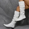 Buty zimowe buty na kolanach moda spiczaste palce pięty na piętę swobodne buty dla kobiet retro żeńskie buty rycerza botas de mujer 231207