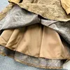 Robes décontractées Cour rétro Maxi pour femmes Jacquard col en V Patchwork plis ceinturé femme robe longue automne élégant robes goutte
