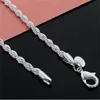 16-24 tum för kvinnor män vackert mode 925 sterling silver charm 4mm repkedja halsband passar pendellen högkvalitativ smycken