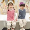 Vest Kinderen Vest Winter Lamswol Baby Warm Houden Jas Herfst Kleding Kinderen Jongens Meisjes V-hals Effen Bovenkleding 231207