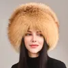 Beanieskull Caps Autumn and Winter Women's本物の自然な毛皮帽子ロシアの毛皮帽子本物の毛​​皮の帽子ドームモンゴルの帽子231207