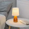 Obiekty dekoracyjne figurki koktajl mleczny Lampa stołowa E27 ciepły kolor LED plisowana lampka salon stół dekoracyjny światło ceramiczne oświetlenie wewnętrzne 231207