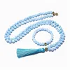 Colares Pingente 108 Frisado 8mm Aquamarine Japamala Colar Pulseira Set Meditação Yoga Energia Espiritual Jóias Mulheres Rosário Pingente 231207