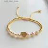 Kette 5 Stücke Natürliche Süßwasserperlen Armbänder Schmuck Zirkon Herz Mond Charm Armband für Frauen Modeschmuck Gold Farbe Perlen YQ231208