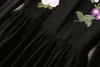 2024スプリングブラックプリント刺繍ドレス長袖ラペルネックパネルミディカジュアルドレスS3D041130