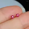 Boucles d'oreilles à tige en or 18 carats, rubis Total 0,2 ct, 3mm, bijoux plaqués roses véritables naturelles