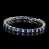 Kedja S925 Sterling Silver Armband Luxury AAA Zircon Armband Simple Bride SMYELRY SAPPHIRE Emerald Gemstone Armband Bangle YQ231208