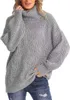 디자이너 스웨터 여성 가을과 겨울 새로운 느슨한 하이 목이 꼬인 니트 스웨터 풀버 긴 소매 597