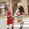 Pullover Girls المطرزة الصوف كارديجان 100 ٪ الصوف الشتاء دافئ ملابس شتوية متبكّمة في سن المراهقة قطن طويل الأكمام طويلة الصدر معاطف لطيف 231207