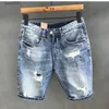 Men's Jeans Summer Men's Korean Fashion Hole Baggy Denim Shorts Handsome Young Blue Cargo Jeans Shorts For MenL231208