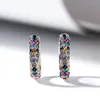 Hoop Earrings Fashion Colorful Rhinestone For Women Shiny Small Circle Zirconia Girl Party Engagement Jewelry Gifts