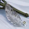 Broscher Pretty Feath For Wedding Vintage Costume Jewelry Brosch Pin unik Silverton med faux pärlbroche bijuteria feminina