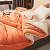 Cobertores Inverno Dupla Camada Espessada Cordeiro Cobertor de Lã Mantas para Cama Sofá Macio Quente Coral 231208
