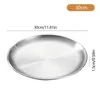 Plates Stainless Steel Round Gold Silver Pasta Steak Plate Fruit Cake Tray Portable Tableware Dish Kitchen Accessories