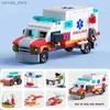 Blocks 6in1 NEW Ambulance Escort Car Helicopter Paramedic Doctor Mini Loader Truck Classic Model Building Blocks Sets Bricks Toy City R231208