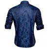 Herrklänningskjortor Hi-Tie Jacquard Paisley Mens Silk Light Long Sleeve Ytterkläder kostymskjorta för manlig bröllopsföretag överdimensionerad gåva